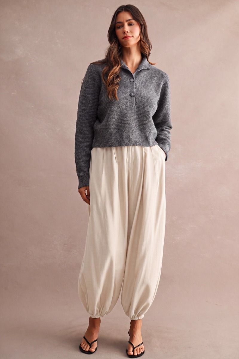 Bobbi Stripe Texture Pullover Sweater/Charcoal
