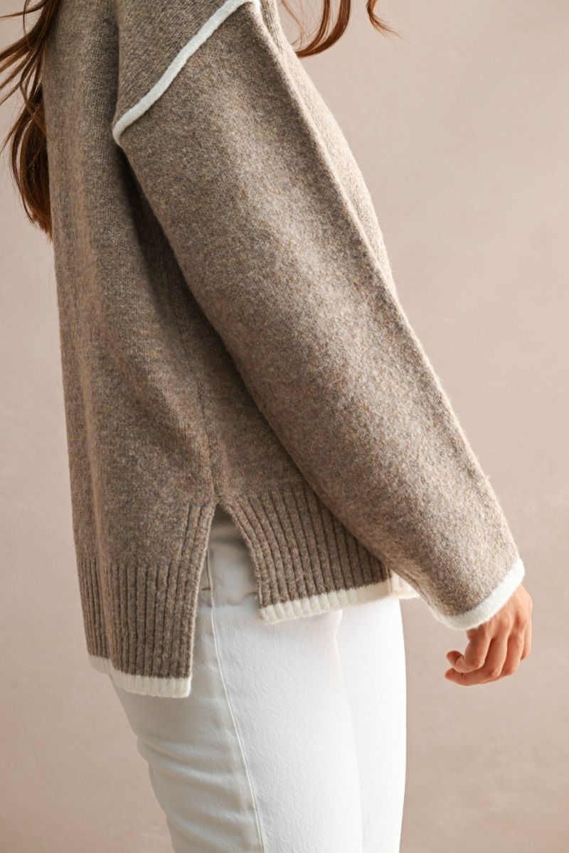 Dolly Contrast Sweater/Mocha