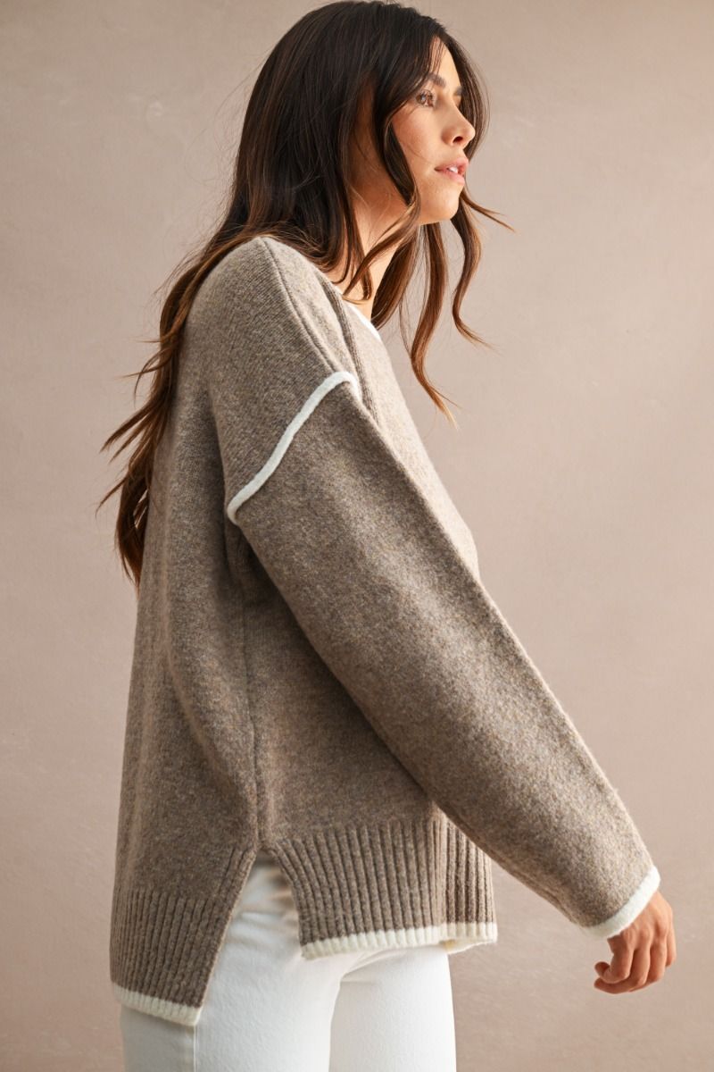 Dolly Contrast Sweater/Mocha
