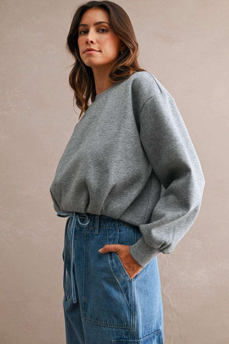 Mae Bubble Hem Sweatshirt/Grey