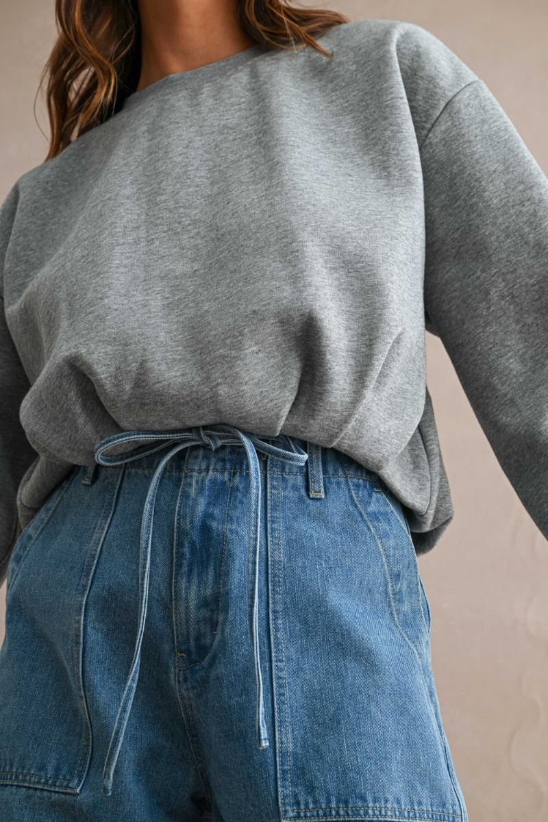 Mae Bubble Hem Sweatshirt/Grey