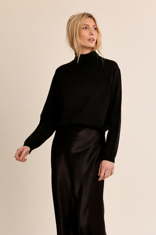Erin Light Weight Knit Turtle Neck Sweater Top/Black