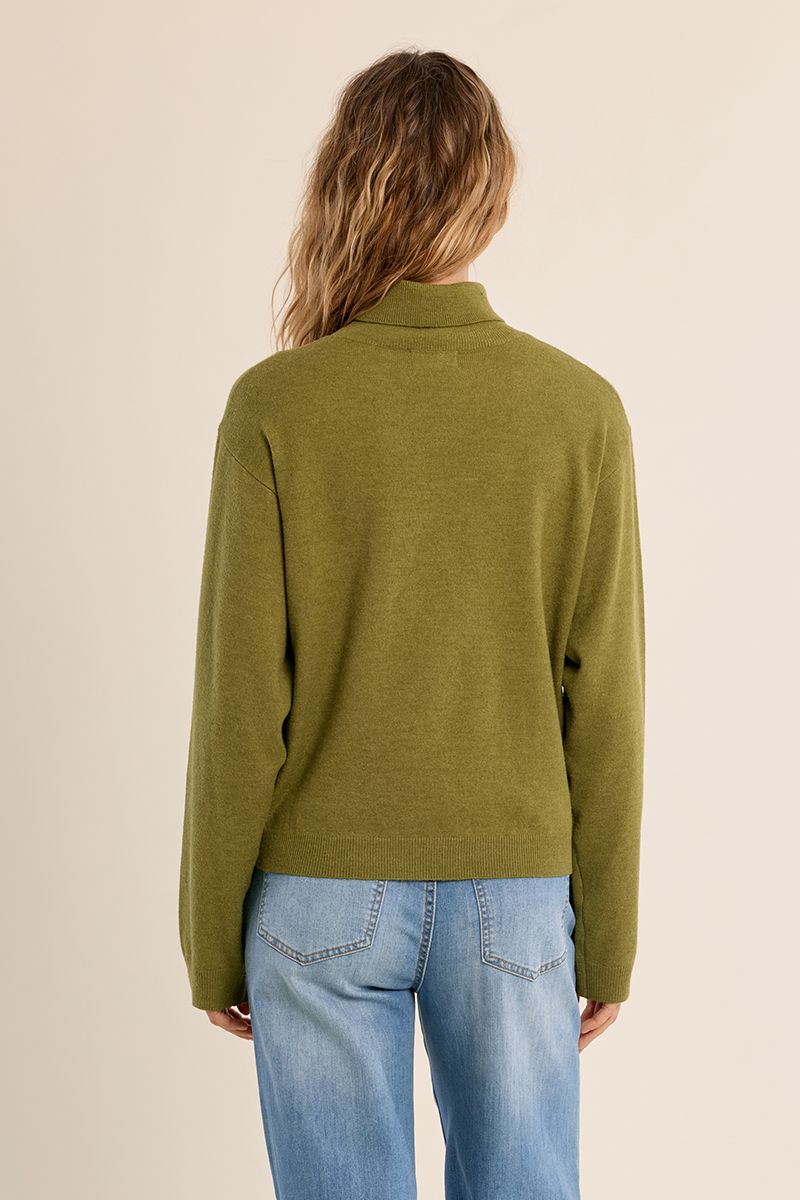 Erin Light Weight Knit Turtle Neck Sweater Top/Moss