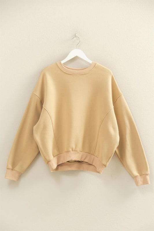 Gianna Oversized Crewneck Sweatshirt/Khaki