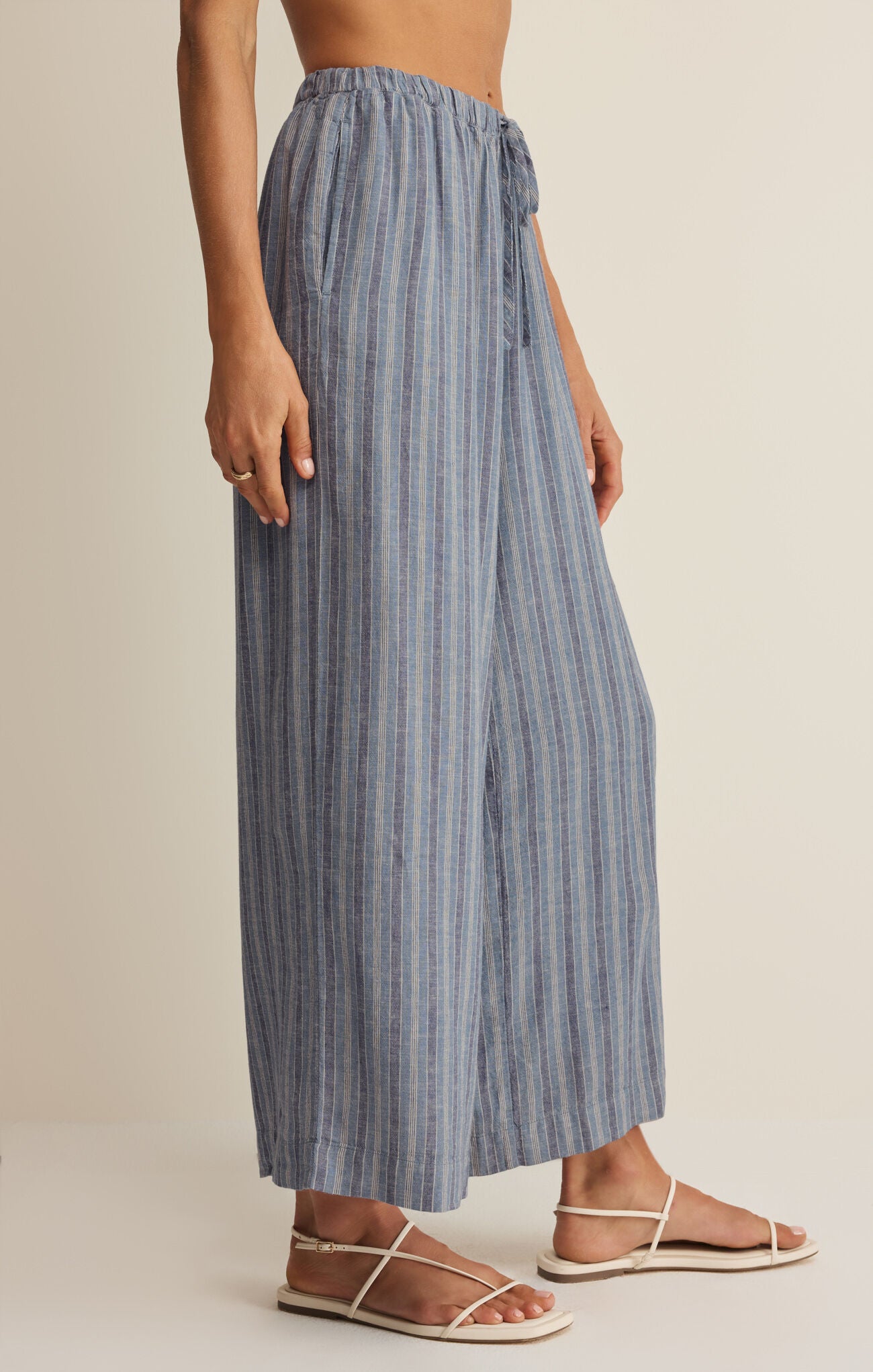 Dawn Striped Linen Wide Leg Pant
