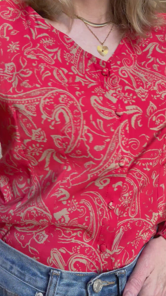 Lakota Red Paisley Print Blouse