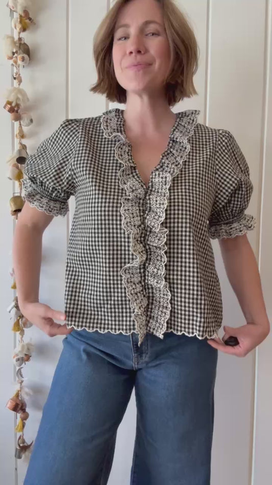 Sayler Gingham Ruffle top