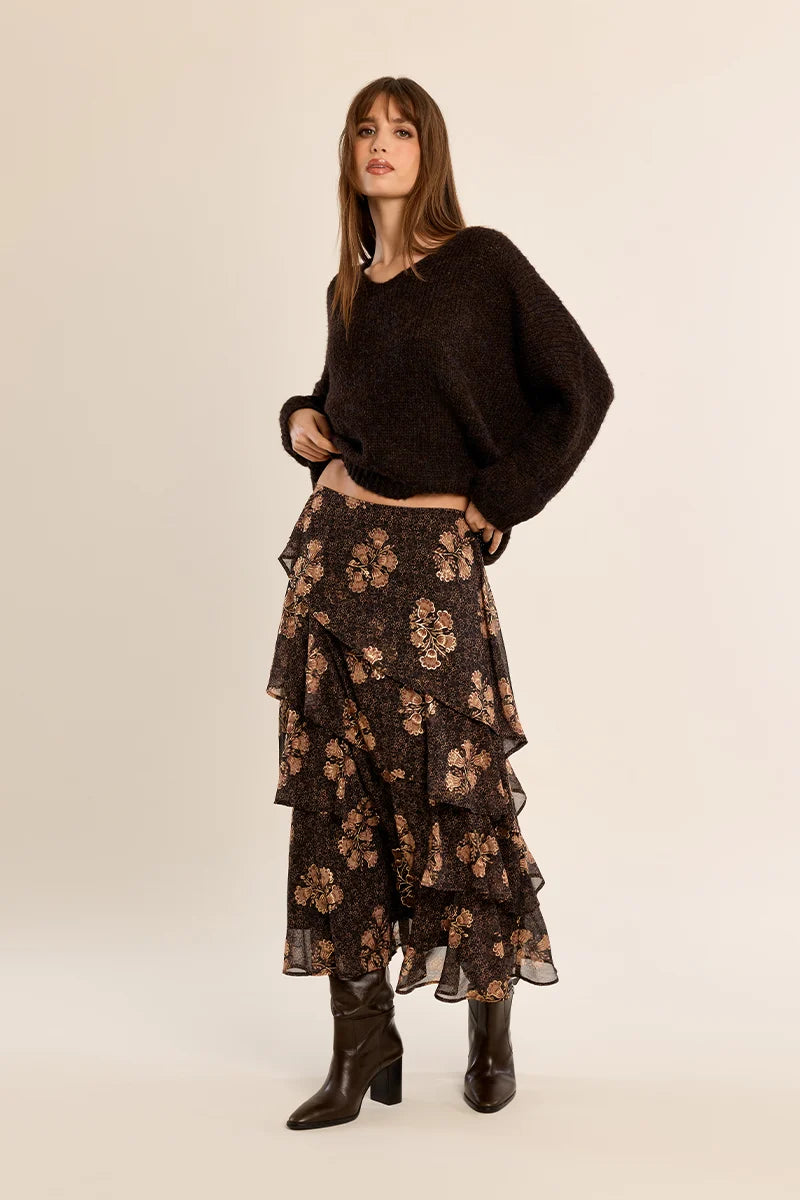 Camilla V-neck Sweater/Brown