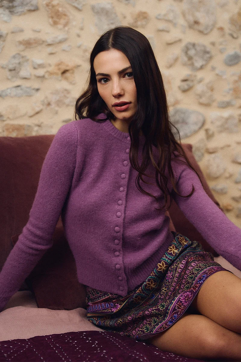 Rowan Buttoned Cardigan/Mauve
