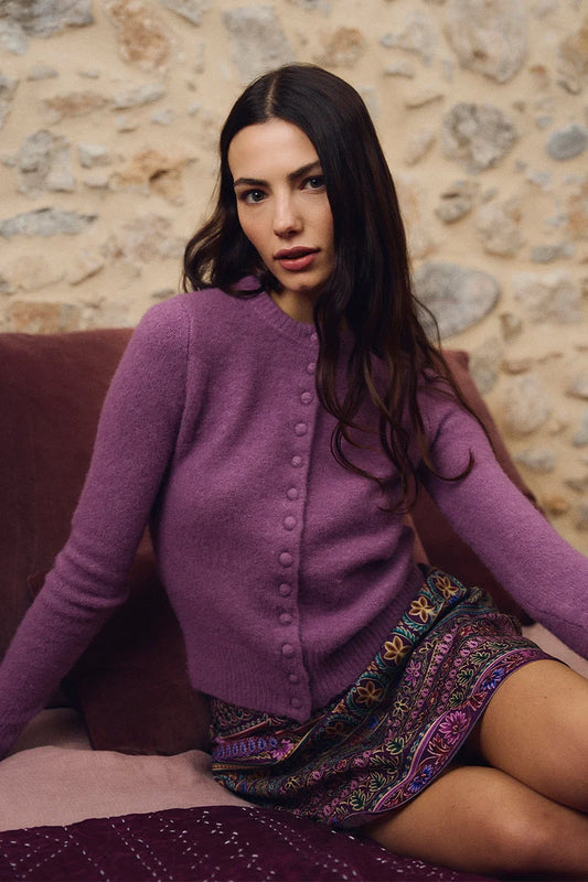Rowan Buttoned Cardigan/Mauve