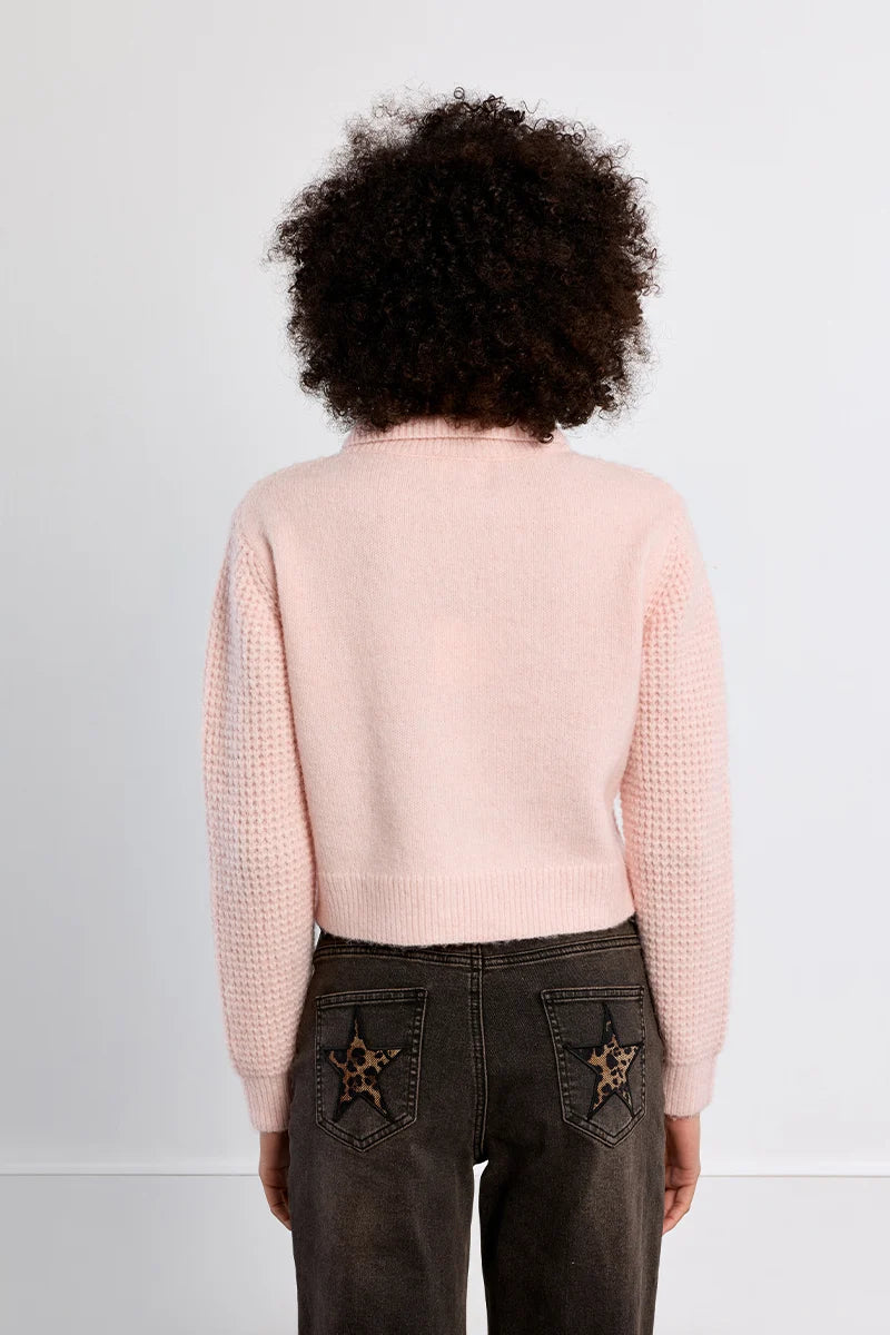 Wrenna Collar Button Cardigan/Pink