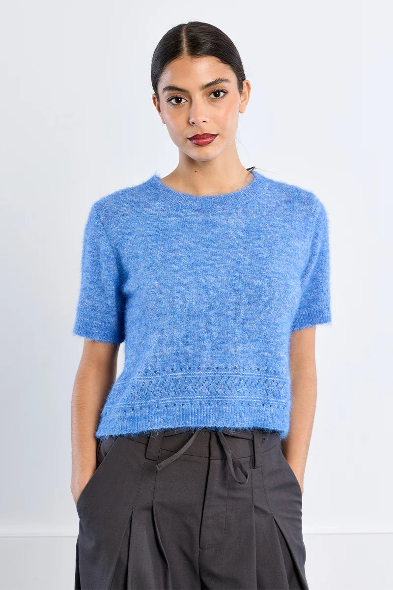 Kelly Short Sleeve Sweater/Blue
