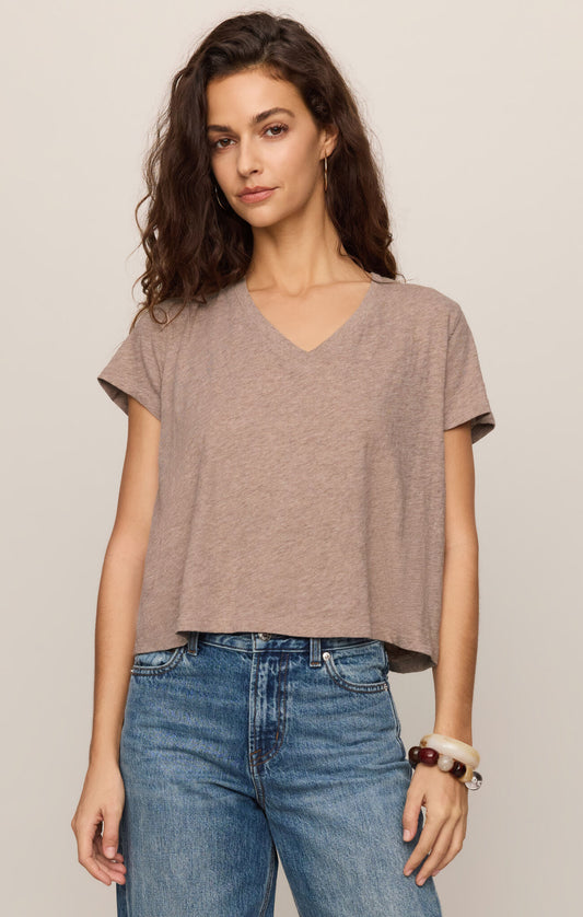 Nomad Slub V neck Tee-Ash