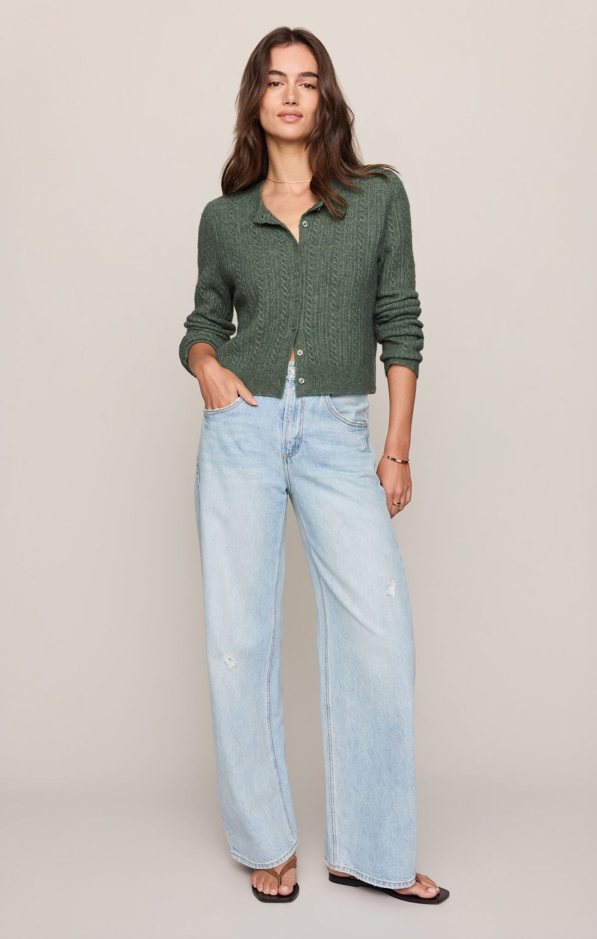 Medina Pointelle Cardigan/Monstera