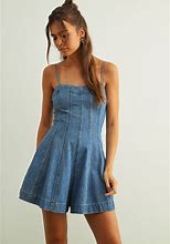Adele Paneled Washed Denim Romper