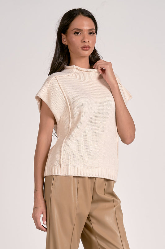 Maura Sweater Cap Sleeve Top/Ivory