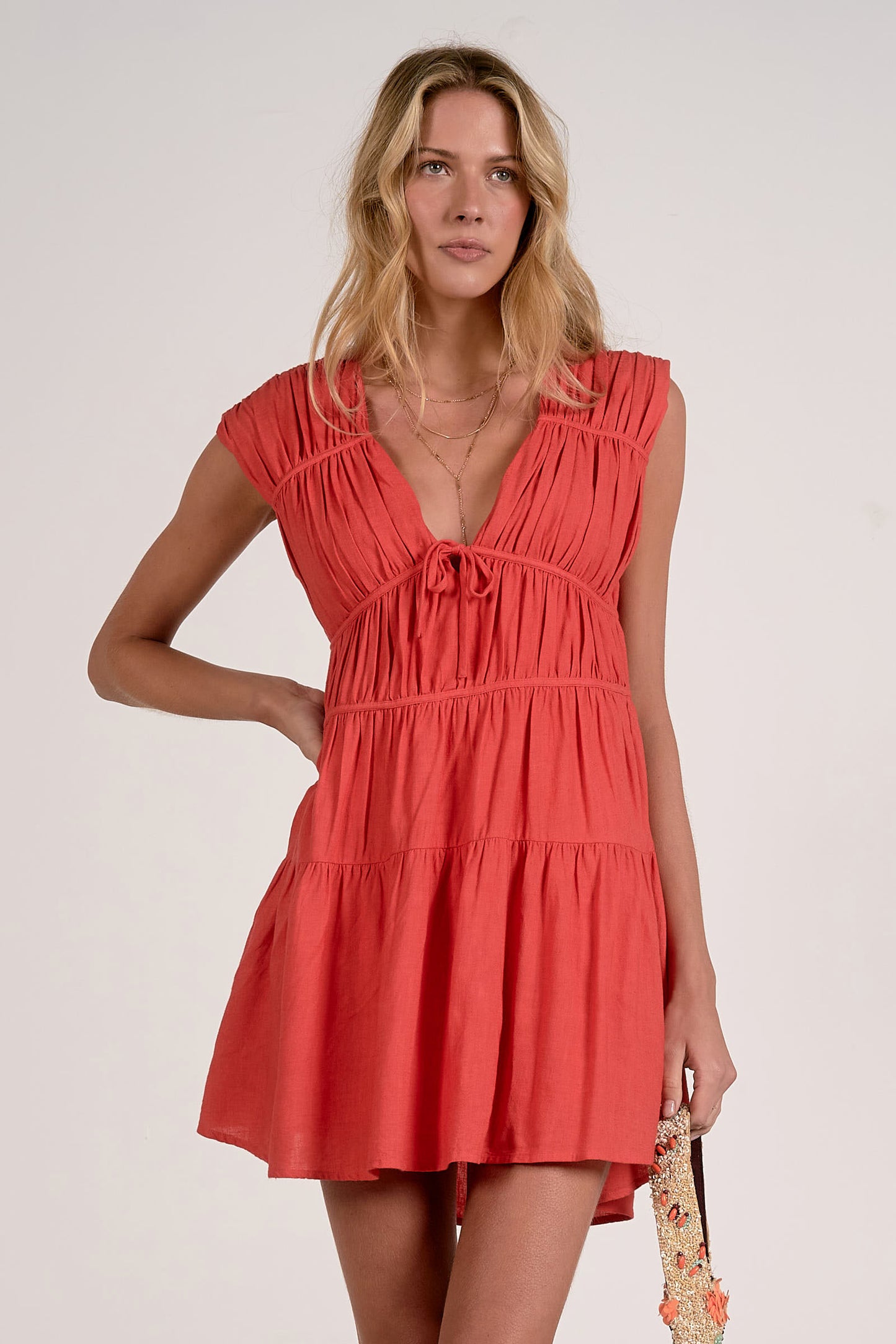 Willa Cap Sleeve Tiered Mini Dress