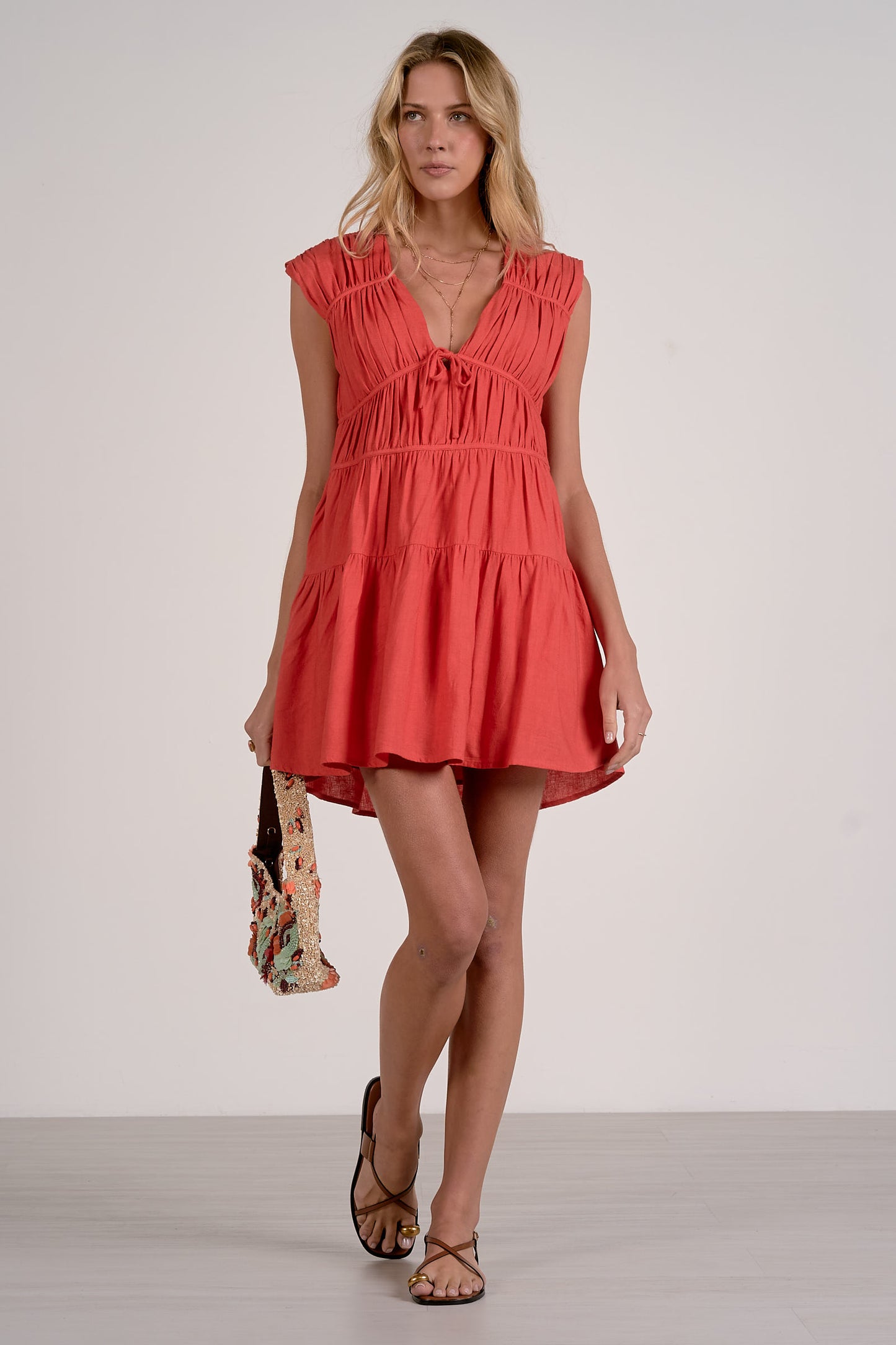 Willa Cap Sleeve Tiered Mini Dress