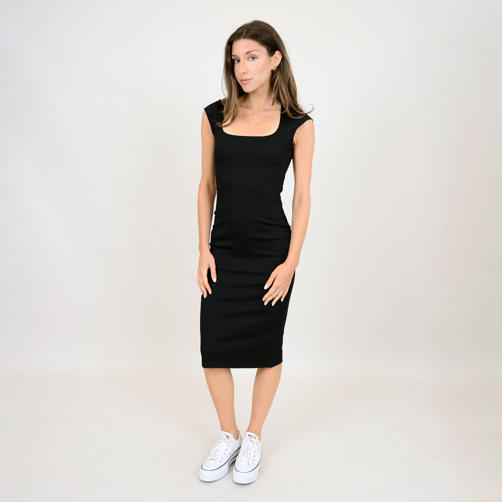 Square Neckline Fitted Dress