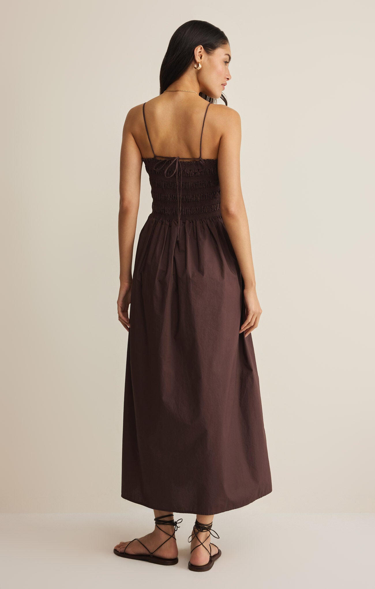 Cornelia Poplin Maxi Dress/Chocolate Brown