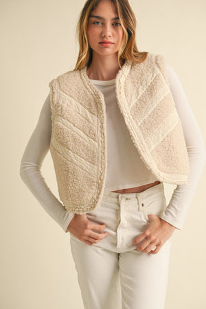 Sherling Lace Trim Detail Vest