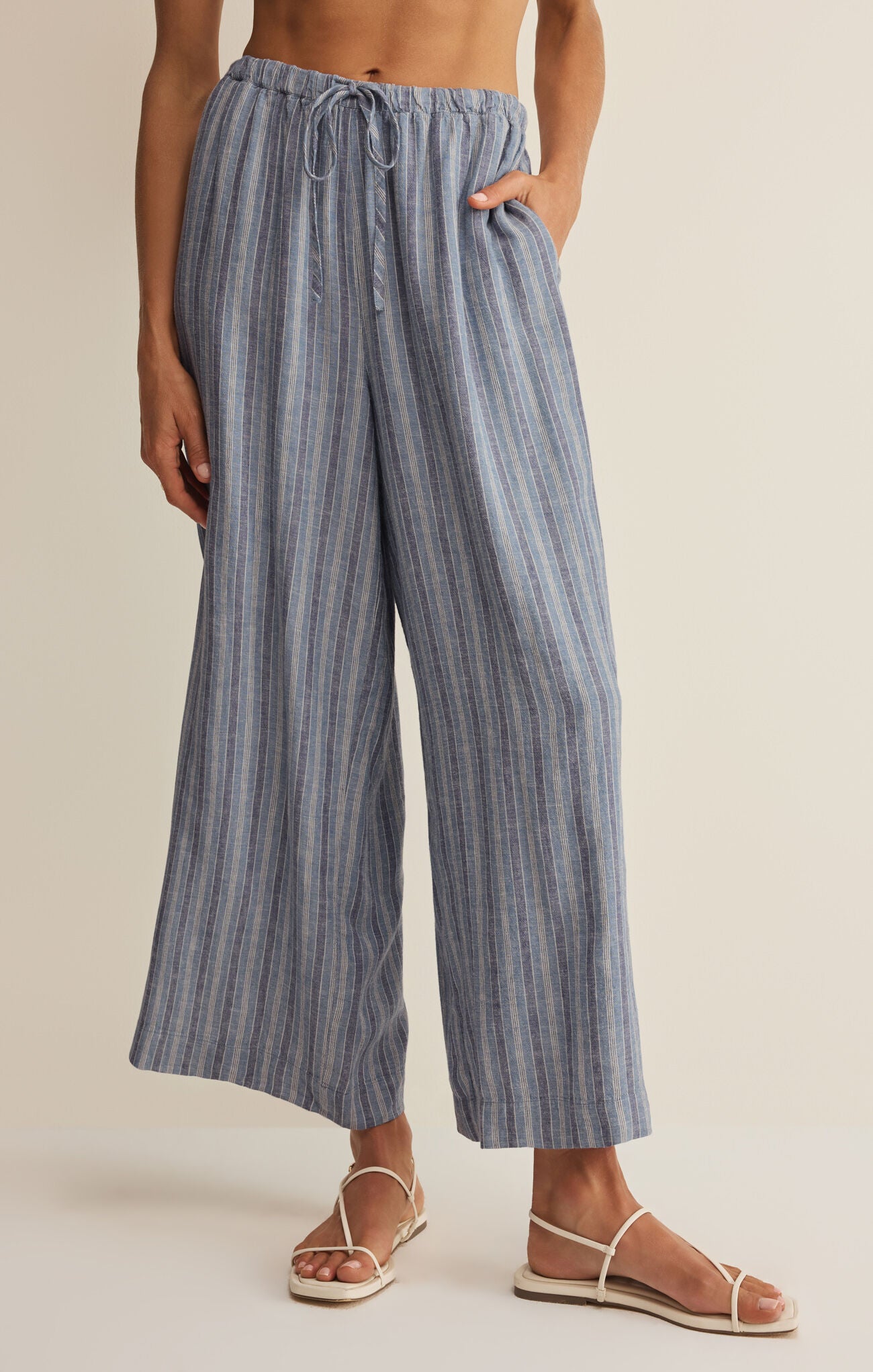 Dawn Striped Linen Wide Leg Pant