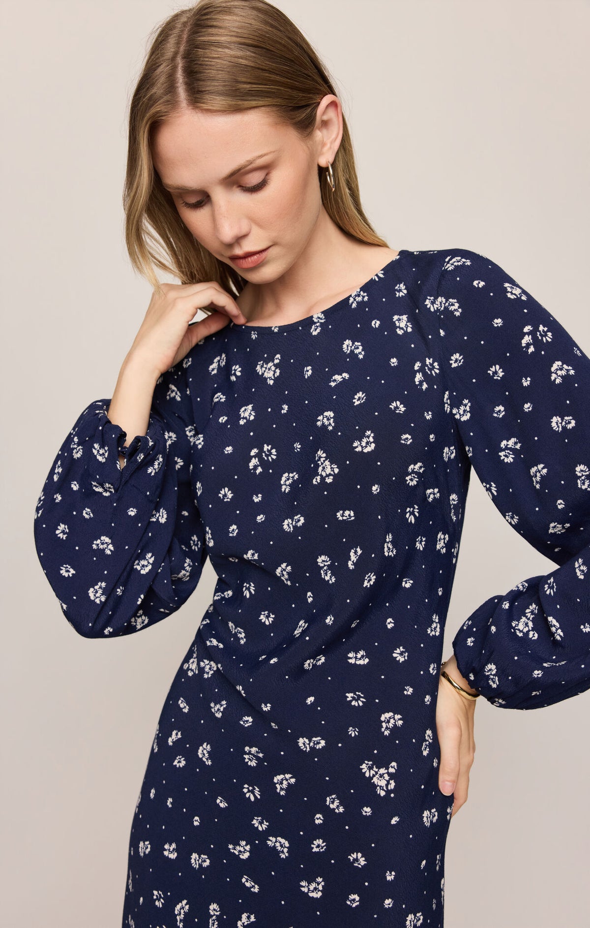 Midnight Tansy Long Sleeve Midi Dress