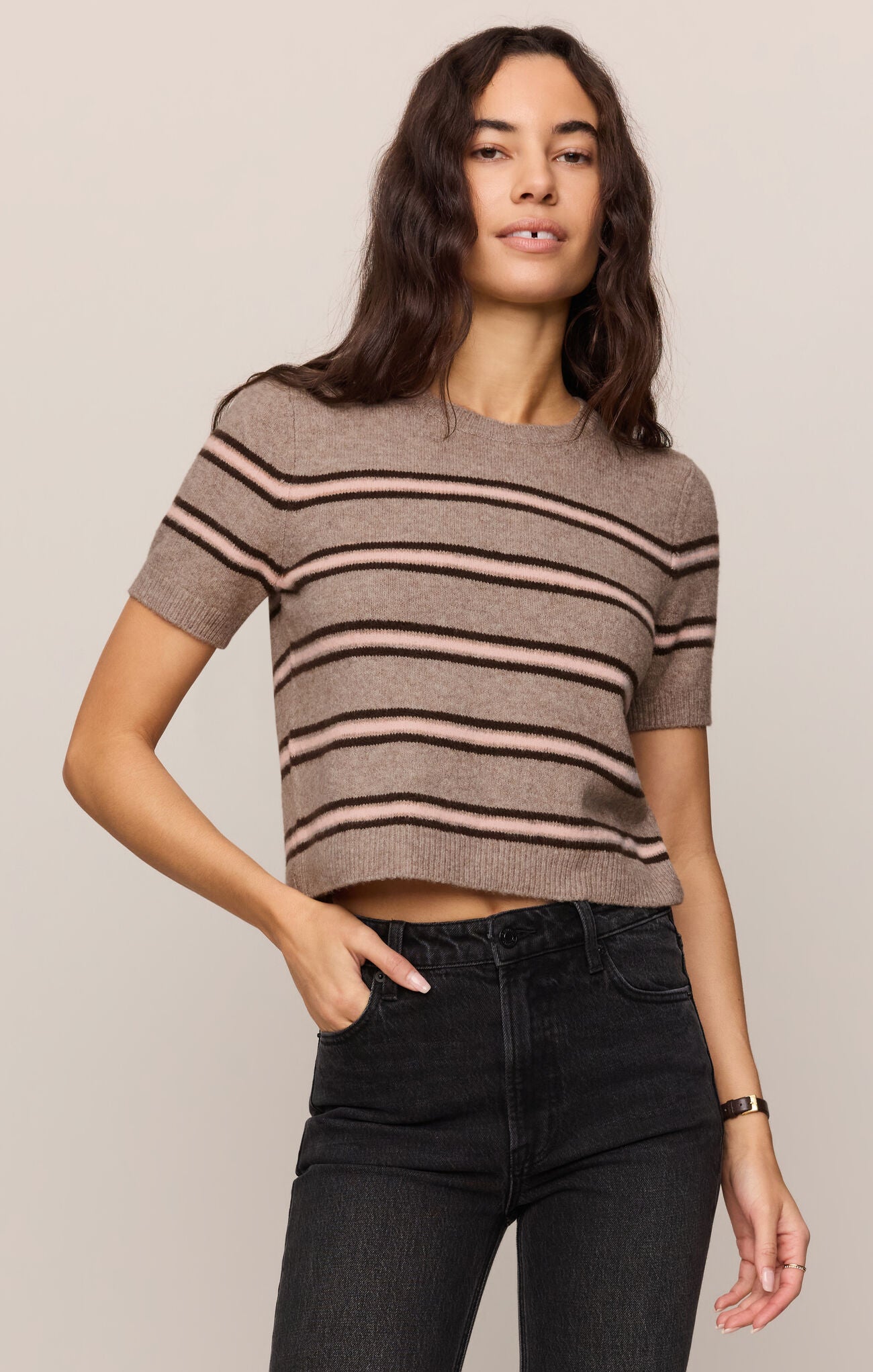 Gatewood Stripe Sweater Top/Ash