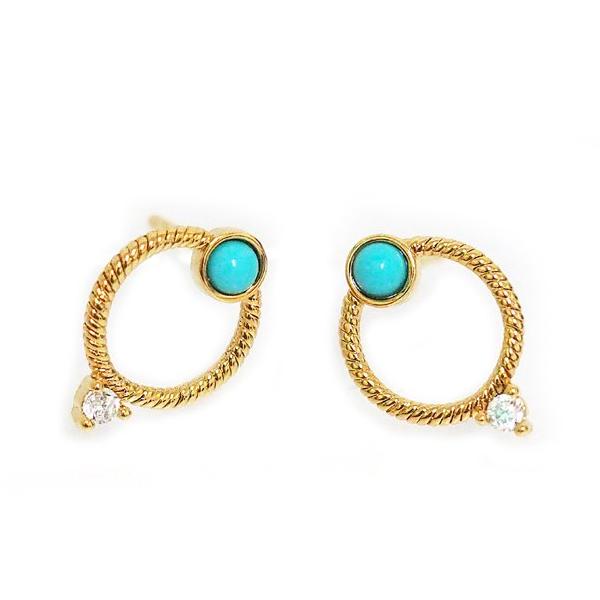 Textured Circle Turquoise Studs